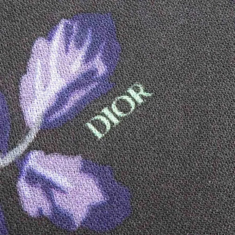 Auth Christian Dior Shawl Scarf Black/Green/Purple Wool